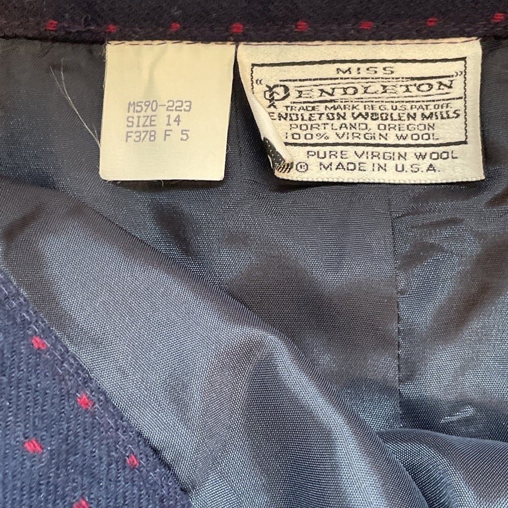 Vintage Pendleton Wool Aline Skirt Size 14 Pockets Blue W/red Dots 70's/80's USA - Picture 9 of 14